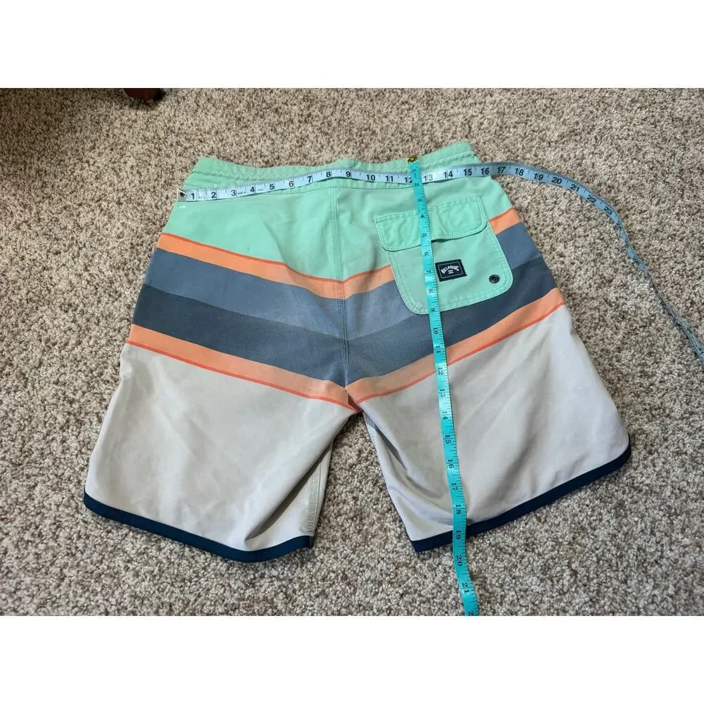 Billabong Men's 73 Spinner Lo Tide Boardshorts Size 28 Striped Swim Trunks Surf